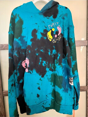 ROKIT Tour 2021 Tie Dye Hoodie Blue & Black Tie dye , size Large, NWT